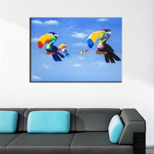 Skills Artist Hand-painted Impression Animals Oil Painting On Canvas Handmade Toucan Birds Stand On The Wire Oil Paintings 2024 - buy cheap