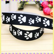 7/8'' Free shipping dog paw printed grosgrain ribbon hair bow headwear party decoration wholesale OEM 22mm H4237 2024 - buy cheap