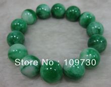 Shiipping 00490 natureza lindo verde 14mm contas jadeíte bracelete fios 2024 - compre barato