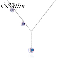 BAFFIN-collar con colgante de Swarovski para mujer, cuentas bohemias, cristales coloridos, cadena de Color plateado, estilo veraniego 2024 - compra barato