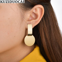 Kuziduocai New Fashion Jewelry Punk Concise Metal Rectangle Dangle Round Drop Earrings For Women Girls Brincos Pendientes E-837 2024 - buy cheap