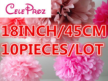 (10 Pçs/lote) 18 polegada 45 cm Papel Tissue Pom Poms Papel Bola Flor Para Festa de Casamento Decoração 2024 - compre barato