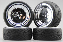 4pcs RC 1/10 Soft Rubber On Road Car Tire Tyre Wheel Rim P4C 3mm Offset(Chrome) 10686+Rubber Tire 2024 - buy cheap