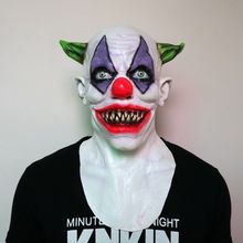 Creepy Evil Scary Halloween Clown Mask Rubber Latex Green Horned Joker Clown Funny Party Cosplay Props 2024 - buy cheap