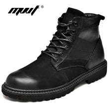 Botas de piel auténtica de alta calidad para hombre, botas de otoño e invierno, a la moda, sólidas, cálidas, impermeables, botines 2024 - compra barato