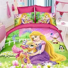 Conjunto de cama da princesa rapunzel, para decoração de quarto de meninas, tamanho único, capas de edredom e travesseiro, sham de 3 a 4 peças 2024 - compre barato