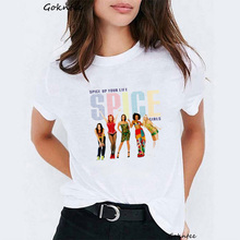 Женская футболка с принтом «Спайс», футболка в Корейском стиле Харадзюку с забавным принтом, летняя Базовая футболка, 2019 2024 - купить недорого