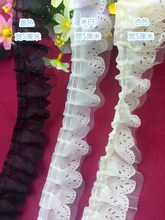 5 M/ Pack Black white lace trim chiffon double layer pleated skirt diy handmade hair accessory curtain clothes accessories 2024 - buy cheap