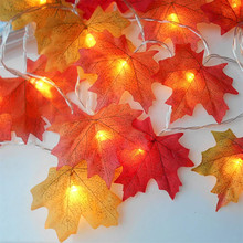 Guirnalda de Hojas de arce para otoño, guirnalda de luces LED con batería, para acción de gracias y Navidad, 10/20 LED 2024 - compra barato