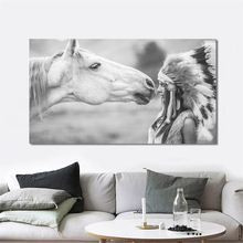Imágenes modernas de arte de pared en lienzo, carteles e impresiones de chica india con caballo, pintura en lienzo para sala de estar, decoración del hogar sin marco 2024 - compra barato