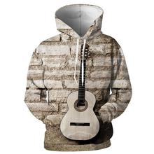 YOUTHUP винтажные мужские 3d толстовки с принтом гитары, модные пуловеры с капюшоном с полным принтом, мужские толстовки с 3D принтом на осень и весну 2024 - купить недорого