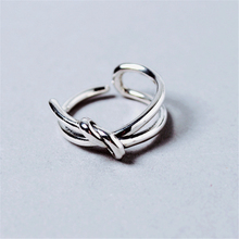 Conjunto de anéis de noiva prateados para mulheres, anéis grandes e simples de vintage com laço e anel ajustável de prata para mulheres kjz0367, moda coreana 2024 - compre barato
