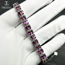 Tbj, pulseira de prata 925 sólida feminina, 11ct, rodolite, pulseira de alta qualidade em cor sólida, joias finas de luxo para mulheres 2024 - compre barato