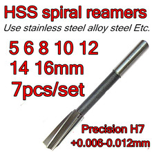 5mm 6mm 8mm 10mm 12mm 14mm 16mm   7pcs HSS spiral reamers drill  spiral reamer Precision H7 +0.006 - +0.012mm Free shipping 2024 - buy cheap