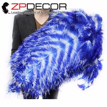 Manufacturer ZPDECOR 50 pieces/lot 70-75cm(28-30inch) Dyed Royal Blue and White Striped Large Ostrich Feathers 2024 - buy cheap