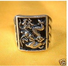 Anel amuleto masculino do dragão antigo prateado do tibete com 10 peças frete grátis 2024 - compre barato