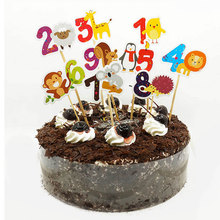 Animal Number Cake Toppers with Stick Kids Birthday Party Cake Decorating Supplies Paper Baby Shower Candy Bar Decorations 2024 - buy cheap