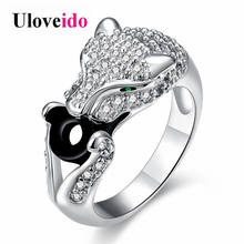 Uloveido Leopard Swallow Coin Treasure Symbolic Silver Color Ring Band Animal Shape Small Cubic Zirconia Fashion Jewelry 5%CR420 2024 - buy cheap