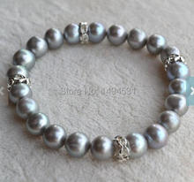 Wholesale Pearl Jewelry, 7 inches Gray Color Genuine Freshwater Pearl Bracelet Crystal Beads, Wedding Bridesmaids Gift Bracelet 2024 - buy cheap