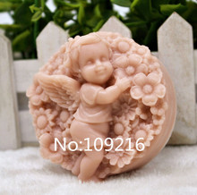wholesale!!!1pcs Angel with Small Flowers (ZX258) Silicone Handmade Soap Mold Crafts DIY Silicone Mould 2024 - buy cheap