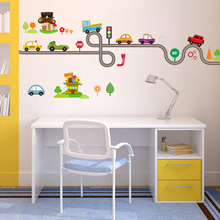 Cartoon Car Track Wall Stickers For Kids Rooms Sticker Children's Play Room Bedroom Decor Wall Art Decals Boy's Gift 2024 - buy cheap