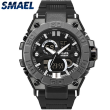 Часы SMAEL мужские электронные светодиодные, брендовые цифровые спортивные в стиле милитари, для плавания, кварцевые 2024 - купить недорого