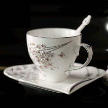 European Style Creative Rhinestones Coffee Mug Saucer Spoon flower Coffee Set Ceramic Porcelain Afternoon Tea Set Black Tea Cup 2024 - buy cheap