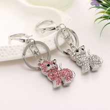 Women's fashion fat cat crystal key chain alloy keyring keychain ysk019 party gifts 2024 - buy cheap