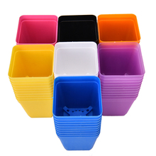 New 10pcs/pack 7 Colors Flower Pot Square Plastic Planter Nursery Garden Desk Home Decor Candy Color 2024 - buy cheap
