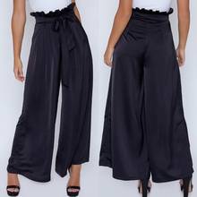 Women Girls Summer New Fashion Casual Solid High Waist Drawstring Loose Wide Leg Pants Hot 2024 - buy cheap