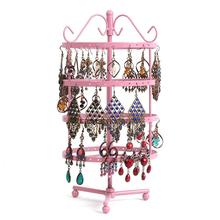 SZanbana Pink 4 Tiers Metal 144 Holes Round Rotating Spin Table 72 Pairs Earring Holder Jewelry Stand Display Rack Towers 2024 - buy cheap