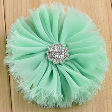 50pcs/lot 3.15" Ballerina Flowers Chiffon Flower With Rhinestone 20 Color Flat Back Hair Flower Accessories FH37 2024 - buy cheap