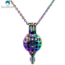 C652 Rainbow Color Tennis Racket  Note Bead Pearl Cage Necklace Pendant Aroma Essential Oil Diffuser Locket Necklace 2024 - buy cheap
