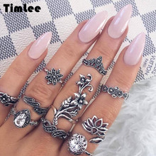 Timlee R010-Conjunto de anillos de dedo con diamantes de imitación, 10 unids/set/conjunto de joyería Popular, moda Retro 2024 - compra barato
