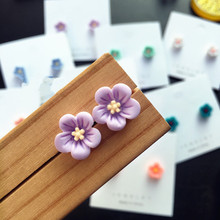 New Ins Style Handmade Flower Ear Studs Earrings For Women Cute Girls Birthday Jewelry Resin Funny Flower Studs Earrings Gifts 2024 - buy cheap