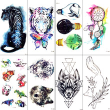 Water Color Galaxy Tiger Butterfly Blub Waterproof Tattoo Men  Whale Temporary Tattoo Stickers Women Makeup Fake Flash Tatoos 2024 - buy cheap