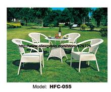 Modern White Small Gardern Table Set 80CM Rattan Round Table 4 Chairs Leisure Outdoor balcony Wicket Garden furniture Set 2024 - buy cheap