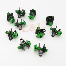 10 pcs Verde Da Motocicleta CNC de Alumínio M6 6 MM Corpo Sportbike Carenagem Bolts Fastener Clipes Parafuso Conjunto 2024 - compre barato