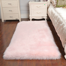 Pink Wool Bedside Mats Artificial Faux Sheepskin Carpet For Living Room Bedroom Floor Mat Warm Long Fluffy Skin Fur Area Rugs 2024 - buy cheap