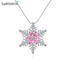 LUOTEEMI 2017 New Arrival Fashion Snowflake Shiny CZ Zircon Ladies Long Chain Pendant Necklaces For Women Christmas Gift Jewelry 2024 - buy cheap