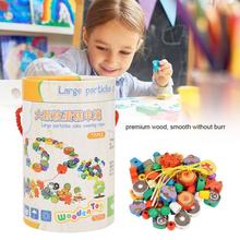70pcs/set Colorful Wooden cake Beads stringing Threading beaded Toys For kids Children Learning Education toy  Christmas Gifts 2024 - buy cheap