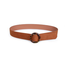 Brown Resin buckle black brown suede fashion belt belt women's round shell color buckle belt BL546 2024 - buy cheap