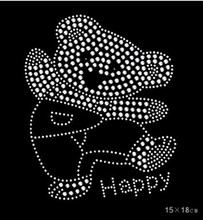 Happy Bear hot fix rhinestone transfer motifs iron on transfers motif hot fix rhinestone motif designs patches 2024 - buy cheap