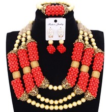 Jewelry Set Dubai Necklace Earrings Bracelet Set Orange Gold African Jewellery Indian Evening Jewelry Set Crystal Balls Wedding 2024 - buy cheap