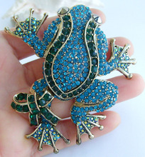 3,54 "broche único Animal Rana Pin azul verde colgante cristal Diamante de imitación EE05853C5 2024 - compra barato