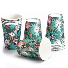 Tropical Party Toucan Palm Leaves Disposable Paper Cups 9 oz. Jungle Safari Animal Luau Hawaiian Party 2024 - buy cheap