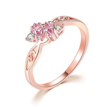 MxGxFam Lovely Pink Flower Rings Jewelry For Women Rose Gold Color Fashion Jewelry 2024 - buy cheap