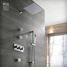 HIDEEP-Cabezal de ducha de lluvia montado en la pared, grifo cromado pulido, conjunto de ducha de baño de latón macizo, conjunto combinado 2024 - compra barato
