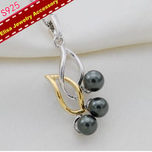 Configuración de colgante de diseño de hoja Mixcolor para 3 perlas S925 plata de ley Material perla joyería accesorio 3 unids/lote 2024 - compra barato