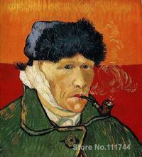 Pinturas de vincent van gogh auto-retrato com orelha de bandagem e cachimbo pintadas à mão arte em tela de alta qualidade 2024 - compre barato